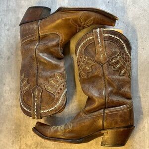 Women's Tony Lama Cowgirl Boots Size 8 B VF6015 Rancho Chocolate Mint Snip Toe